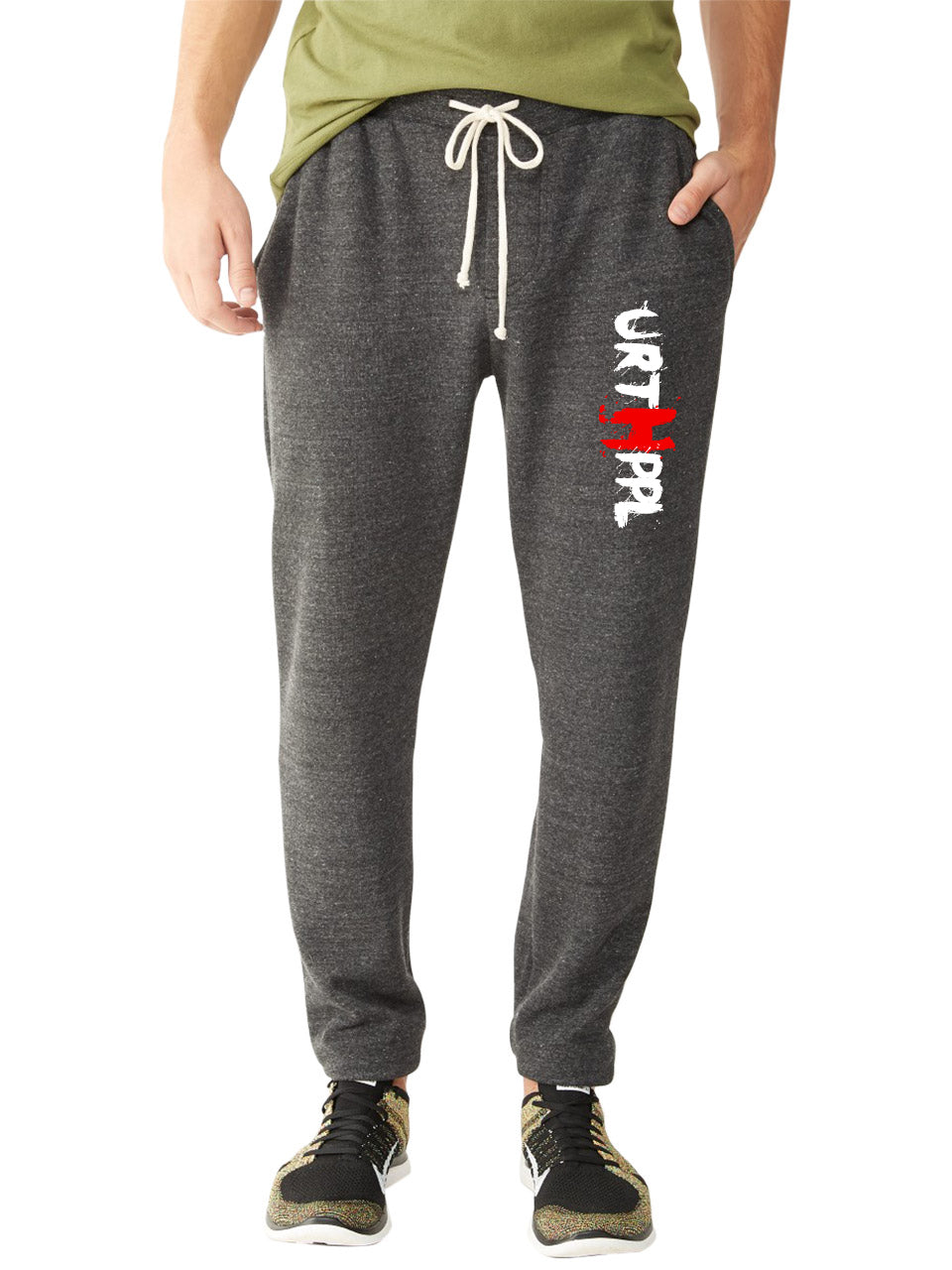 URTHPPL Logo Men's Eco-Fleece Joggers-Charcoal Black Triblend
