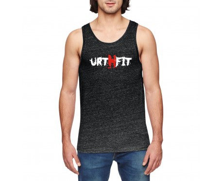 URTHFIT Logo Men's Textured Tank Top-Eco Dark Grey
