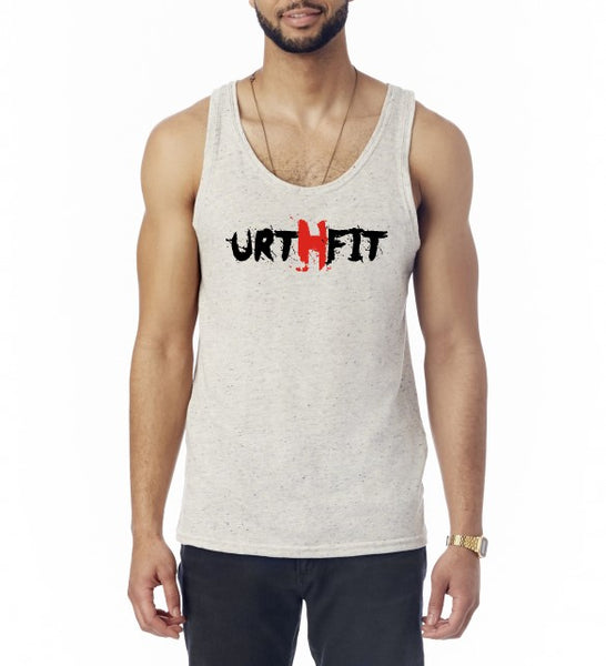 URTHFIT Logo Men's Textured Tank Top-Eco Wheat