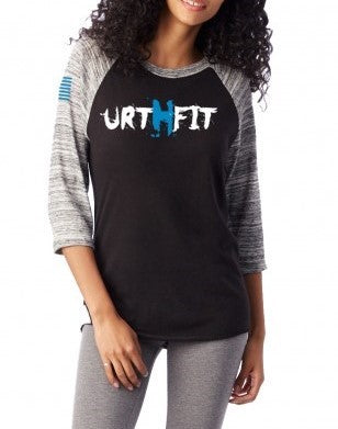 URTHFIT Logo Women's Baseball Eco-Jersey T-Shirt-Blue