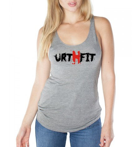 URTHFIT Logo Women's Viscose Bamboo Organic Raw Edge Tank Top-Grey