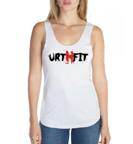 URTHFIT Logo Women's Viscose Bamboo Organic Raw Edge Tank Top-White